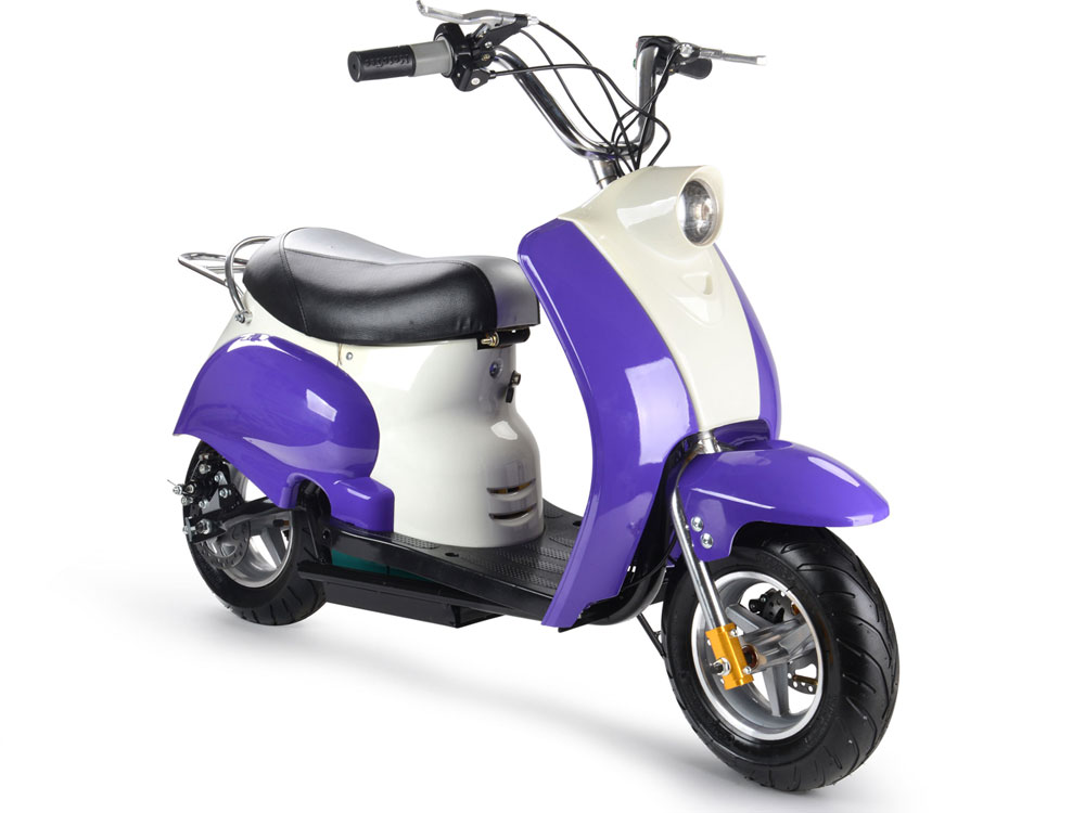 MotoTec 24v Electric Moped Purple Kids Scooter 350W MotoTec 24v Electric Moped Purple Kids Scooter 350W