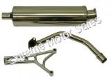 SSP-G Low Mount Retro Style Stainless Steel Performance Exhaust for 150cc and 125cc GY6 4-stroke QMJ152/157 QMI152/157 engine based scooters