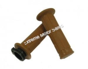 Throttle Grip Set in an Earth Tone Brown. Includes both the left and right side grip.